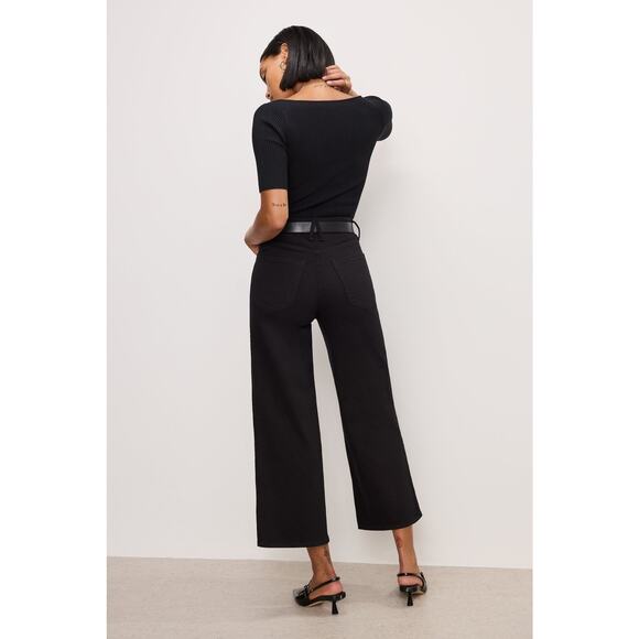 Good American Good Waist Crop Palazzo Denim Jeans Size 6 - Picture 3 of 7